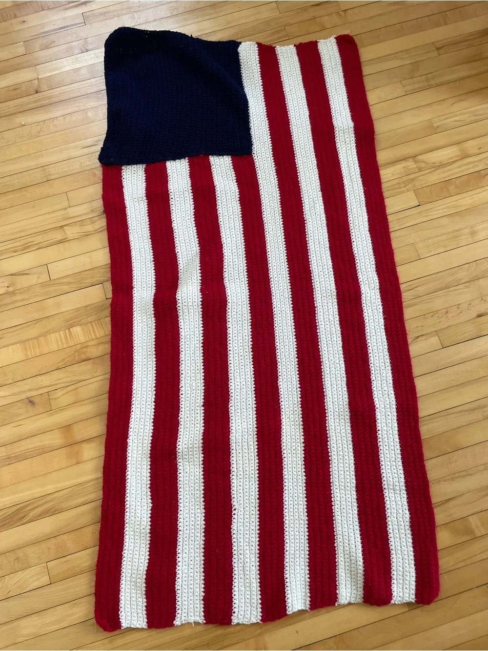 Handmade American flag crochet blanket